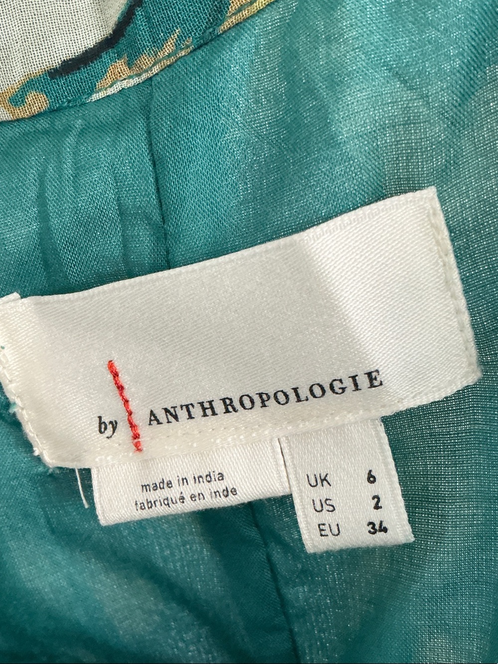 Anthropologie Teal, White & Gold Floral Maxi Skirt - Picture 4 of 8
